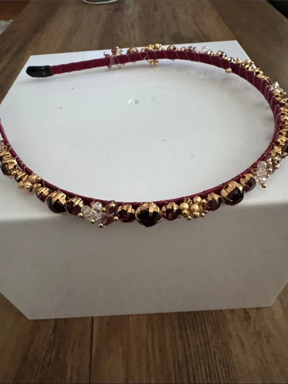 Embellished Burgundy Beaded Headband